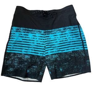George Mens Size Large Swim Shorts Black/blue